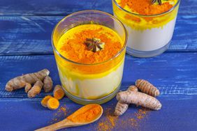 Golden milk is typically made with some sort of milk, a handful of warming spices (cinnamon, ginger, etc.), a hint of sweetener (maple syrup, honey, etc.). The main ingredient in there which makes it âgoldenâ is the almighty turmeric. Ayurvedic drink with anti-inflammatory and digestive properties.