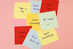 New Year's Resolutions On Sticky Notes