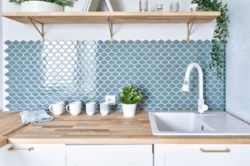 blue backsplash