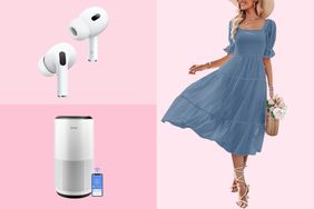 amazon essentials including airpods, air purifers, and flowy dresses