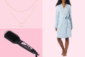 A collage of three Mother's Day gifts we recommend on pink backgrounds