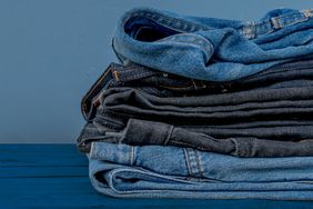 stack of denim jeans