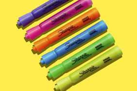 College Packing List, highlighters in bright colors on yellow background