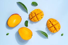 A sliced mango